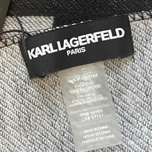 NEW Karl Lagerfeld C'est La Vie Logo Fringed Scarf- Oversized- Unisex - Picture 10 of 14